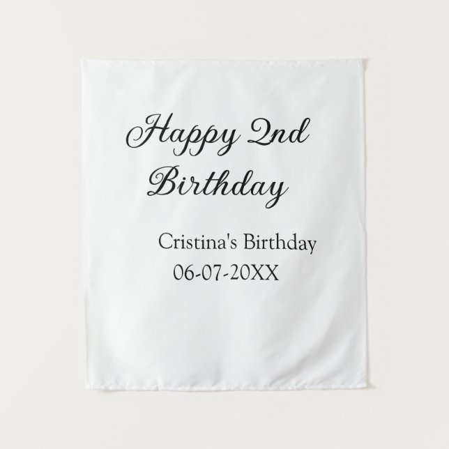 Tapete De Parede caligrafia simples mínimo feliz aniversário de 2 a (Frente)