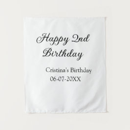 Tapete De Parede caligrafia simples segundo aniversário feliz mínim