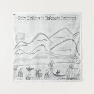 Tapete De Parede 'Calm Waters in  Nature's Embrace' Tapestry