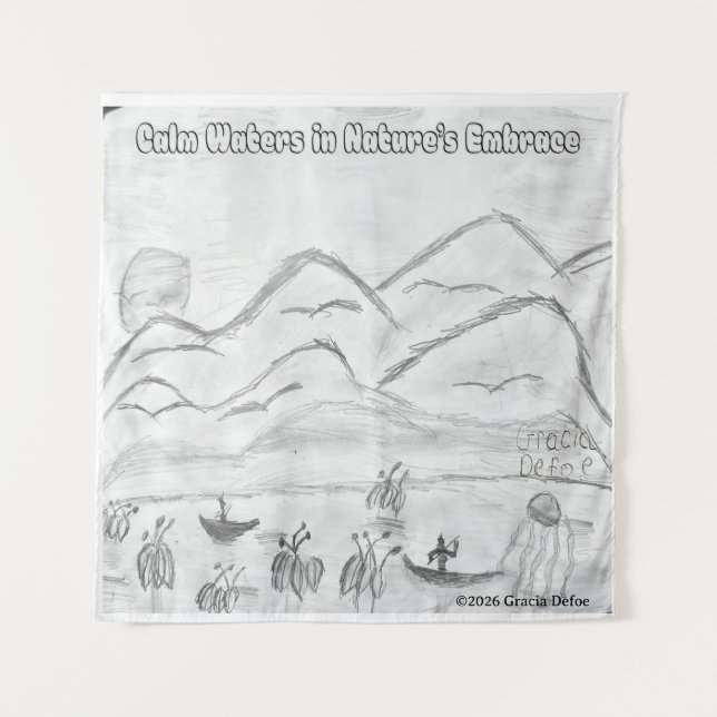 Tapete De Parede 'Calm Waters in  Nature's Embrace' Tapestry (Frente)