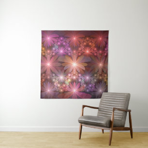 Tapete De Parede Cama De Flores Colorida Abstrata Arte Fractal Bril