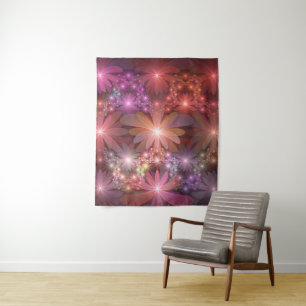 Tapete De Parede Cama De Flores Colorida Abstrata Arte Fractal Bril