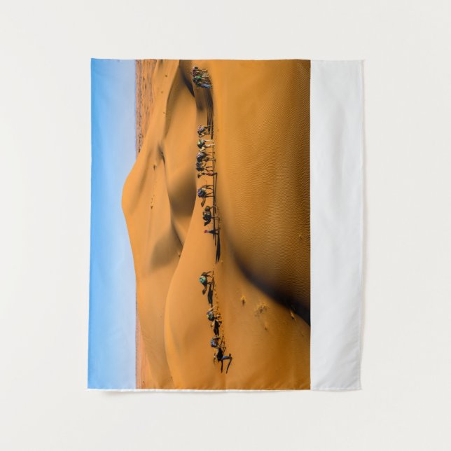 Tapete De Parede camelos no deserto sob céu azul (Frente)