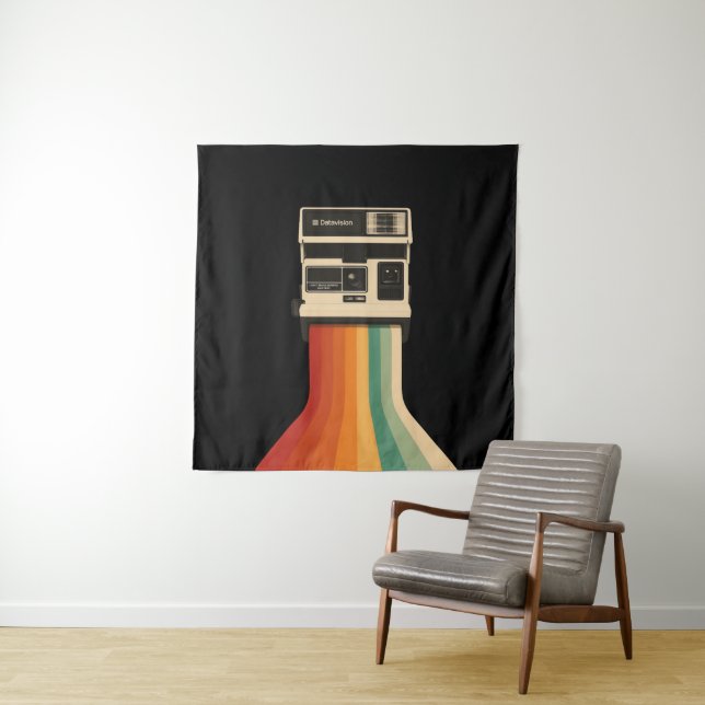 Tapete De Parede Câmera Retro com Impressão de Arco-Íris (In Situ)