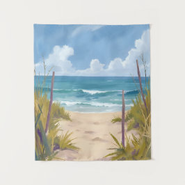 Tapete De Parede Caminho da Praia | Água Oceânica Pintura Costeira