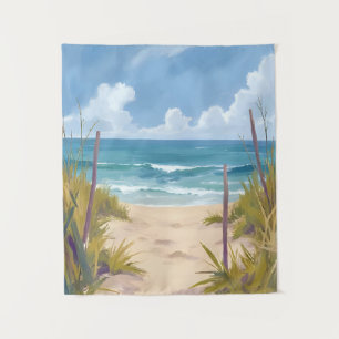 Tapete De Parede Caminho da Praia   Água Oceânica Pintura Costeira 