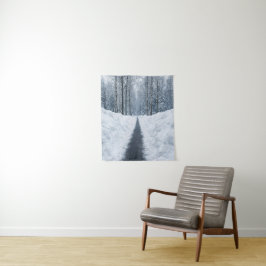 Tapete De Parede Caminho de Floresta de Inverno Nebuloso Paisagem d