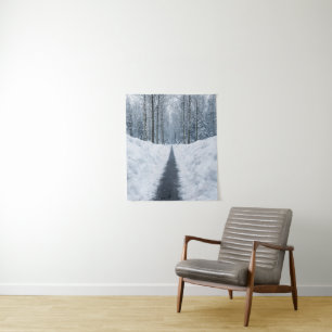 Tapete De Parede Caminho de Floresta de Inverno Nebuloso Paisagem d