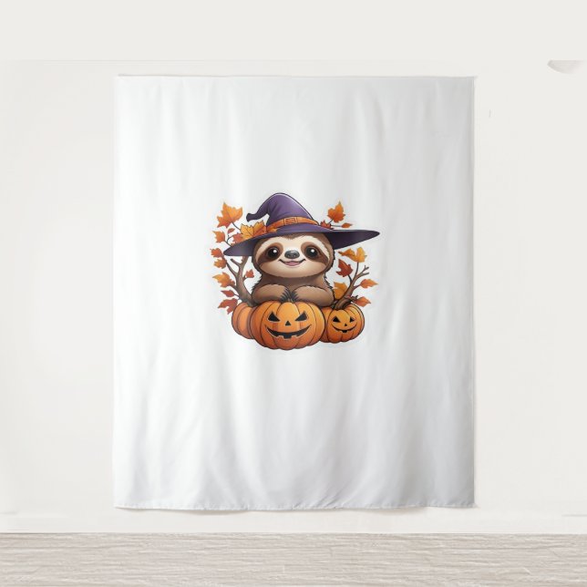 Tapete De Parede Camiseta Clássica de Cartoon Halloween Sloth (Frente)