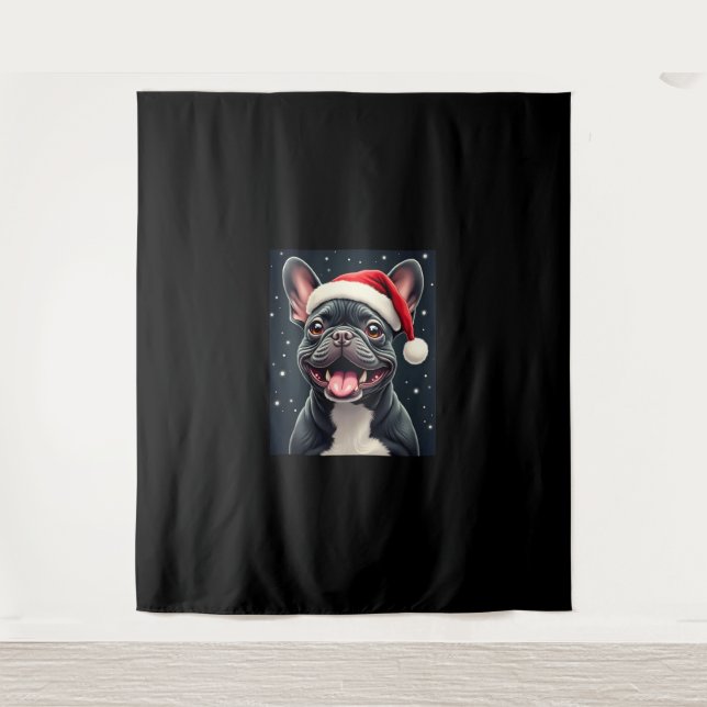 Tapete De Parede Camiseta de Natal de Bulldog Francês (Frente)