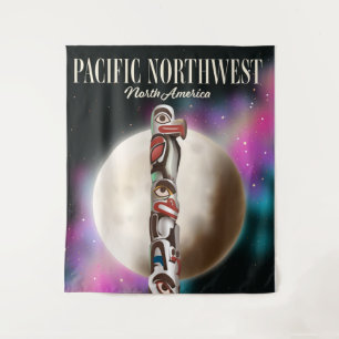 Tapete De Parede Camiseta do pôster de viagem do Totem Pacific Nort