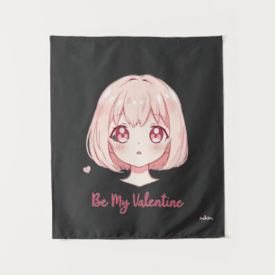 Tapete De Parede Camiseta - Garota Anime Fofa - Seja Meu Namorado