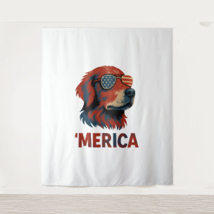 Tapete De Parede Camiseta Golden Retriever 4 de Julho Merica