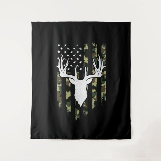 Tapete De Parede Camouflage American Flag Deer Hunting (Frente)