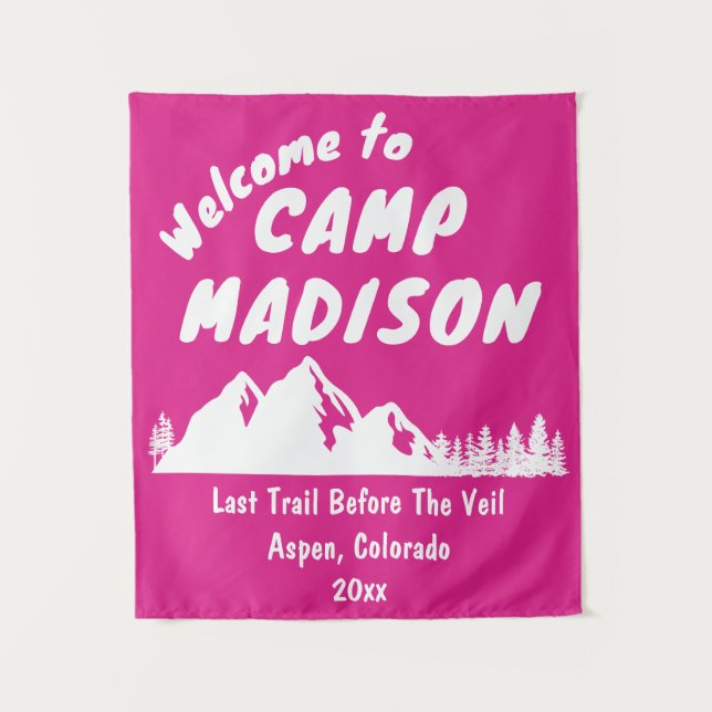 Tapete De Parede Camp Bachelorette Mountain Party Sign (Frente)