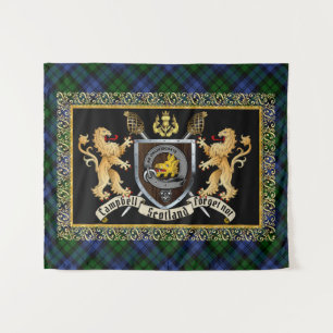 Tapete De Parede Campbell Clan Crachá & Motto w/Lions 