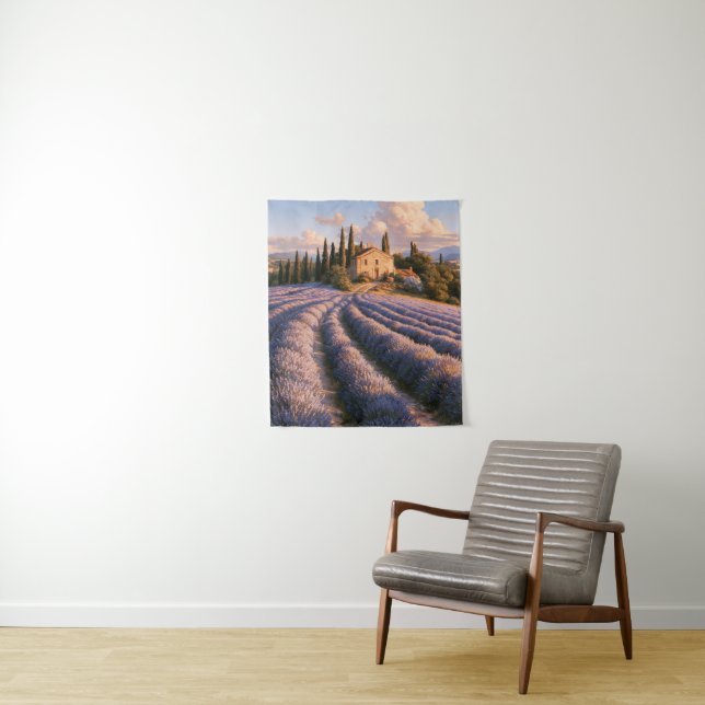 Tapete De Parede Campos de Lavanda da Provença e Vila Rural (In Situ)