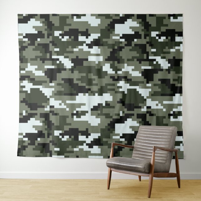 Tapete De Parede Camuflagem urbana digital de 8 bits/Camo (In Situ (Horizontal))