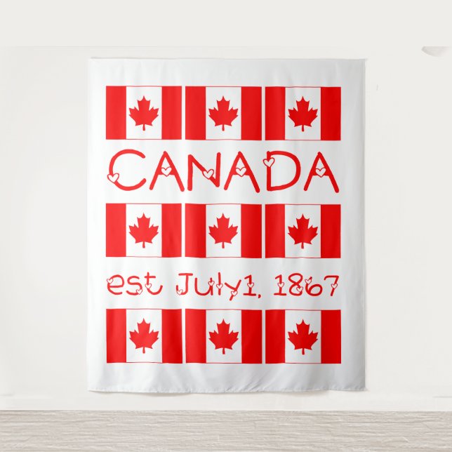 Tapete De Parede Canada Day Red Maple Leaf Patterle Canada Flag (Frente)