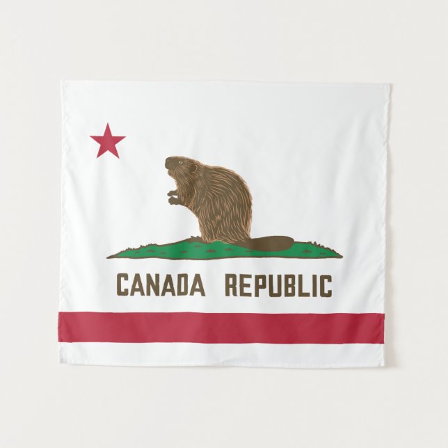 Tapete De Parede Canadá República da Califórnia Flag Beaver (Frente (Horizontal))