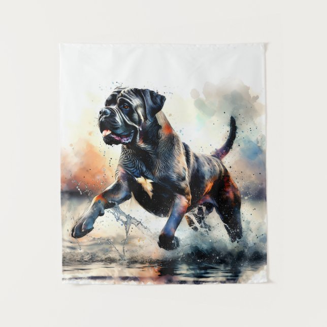 Tapete De Parede Cane Corso de Cane, com uma aquarela (Frente)