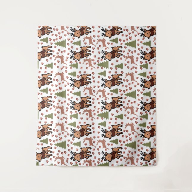 Tapete De Parede Caneca floral fofa de rena (Frente)