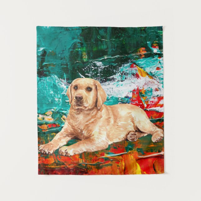 Tapete De Parede Cão Labrador Artístico Abstrato (Frente)