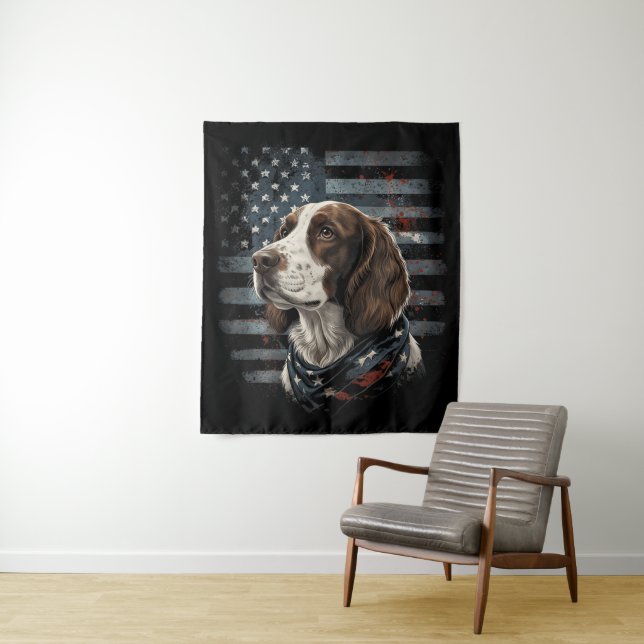 Tapete De Parede Cão Springer Spaniel Bandeira Americana (In Situ)