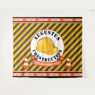 Tapete De Parede Capacete de Construção Preto e Amarelo 1º Aniversá