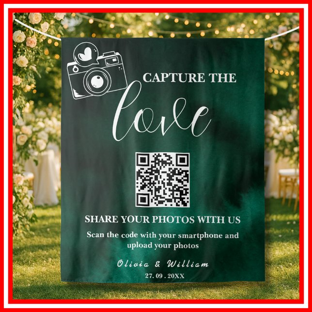 Tapete De Parede Capture The Love Emerald Green QR Backdrop (Criador carregado)