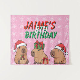 Tapete De Parede Capybara Rosa Natal Aniversário