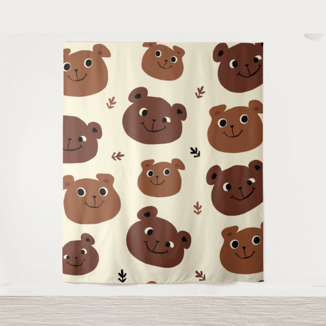 Tapete De Parede Cara de urso engraçado (Frente)