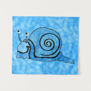 Tapete De Parede Caracol Feliz e Brilhante Azul