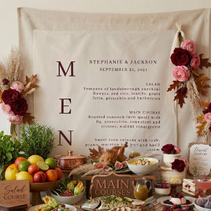 Tapete De Parede Cardápio de Bar de Casamento Burgundy e Marfim Ele