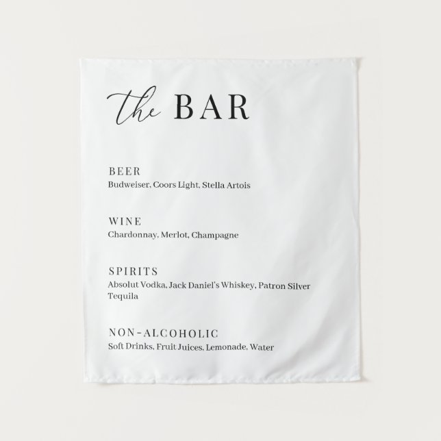 Tapete De Parede Cardápio de Casamento Moderno e Elegante do Bar (Frente)
