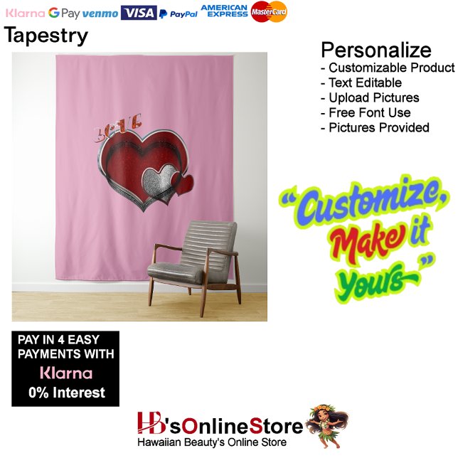 Tapete De Parede Cardíaco Magia Rosa, Festa Comercial Extra Grande (Heart Magic Pink Business Tapestry Extra-Large.)