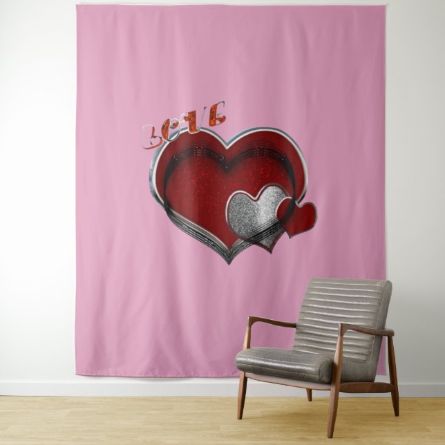 Tapete De Parede Cardíaco Magia Rosa, Festa Comercial Extra Grande (In Situ)