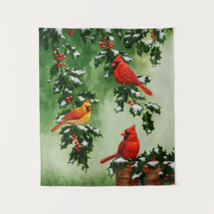 Tapete De Parede Cardinais vermelhos nortes e Holly