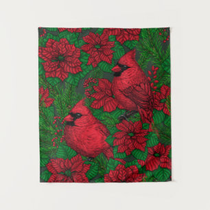 Tapete De Parede Cardinas e poinsetos para o Natal