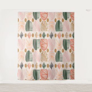 Tapete De Parede Caribe Tribal Mudcloth: Boho Dark Verde, Rosa