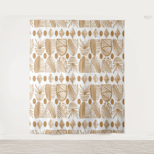 Tapete De Parede Caribe Tribal Mudcloth: Branco, Dourado