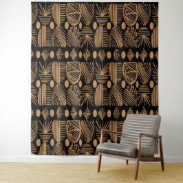 Tapete De Parede Caribe Tribal Mudcloth: Preto, Dourado