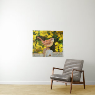 Tapete De Parede Carolina Wren Painting - Arte original de pássaro 