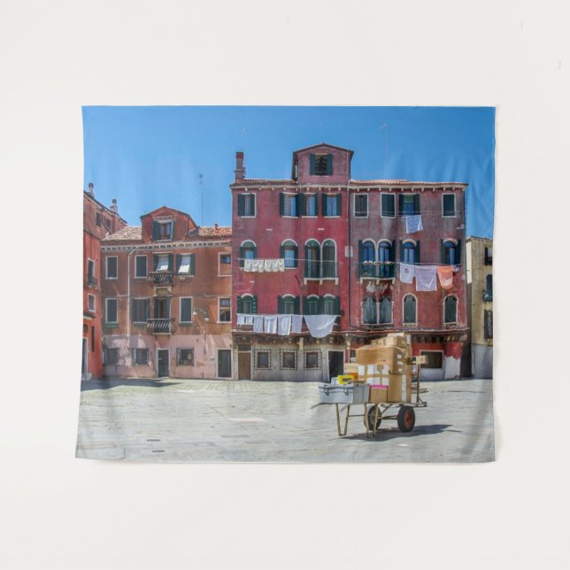 Tapete De Parede Carrinho com caixas em Veneza (Frente (Horizontal))