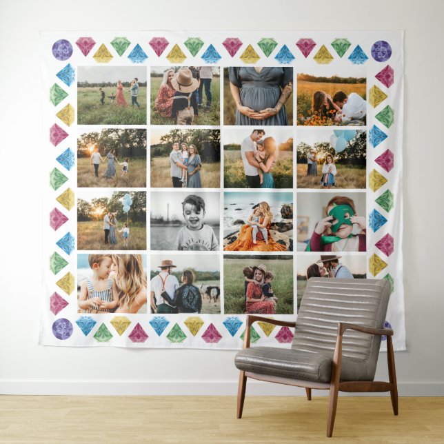 Tapete De Parede Carrinho Jumbo De Colagem De 16 Fotos Personalizad (In Situ (Horizontal))