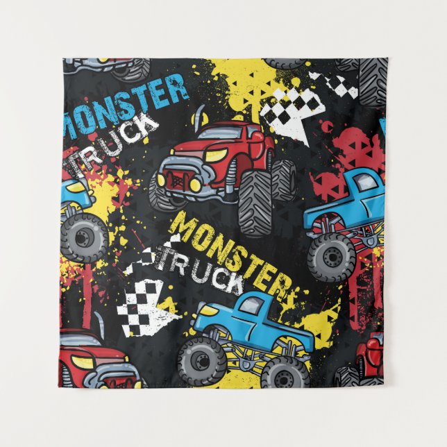 Tapete De Parede Carro monstro: padrão infantil Abstrato (Frente)