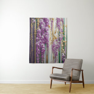 Tapete De Parede Cartaz de Blooming Violet Dourada Wisteria