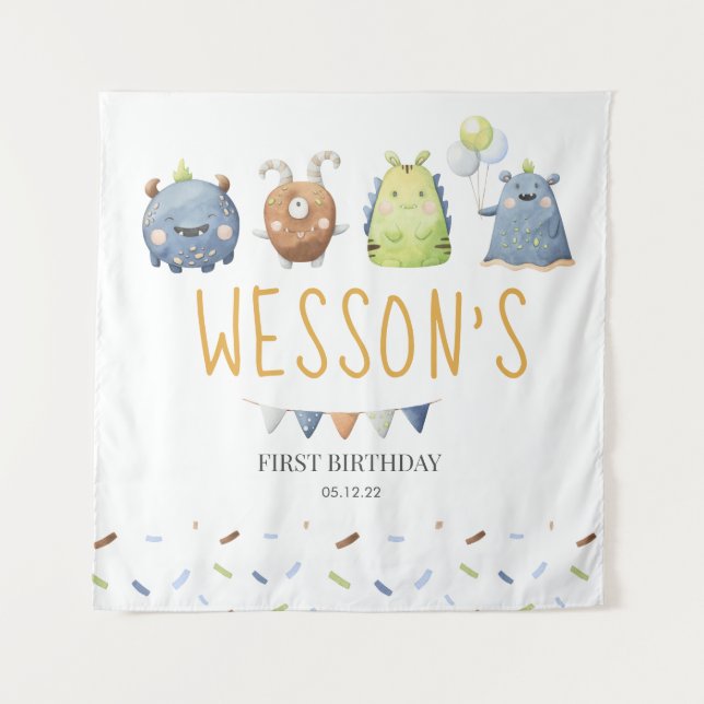 Tapete De Parede Cartaz de Monstro, Placa de Bem-Vindo Monstro (Frente)