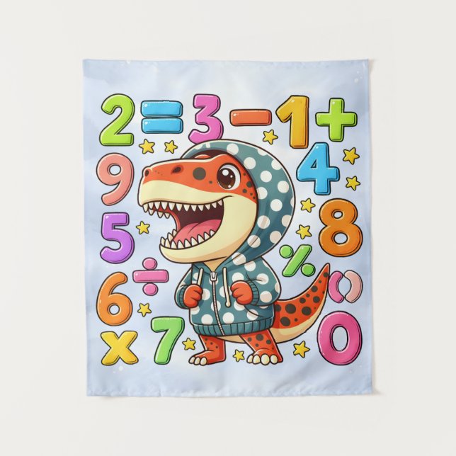 Tapete De Parede Cartaz de Números de Dinossauro de Matemática Fofo (Frente)