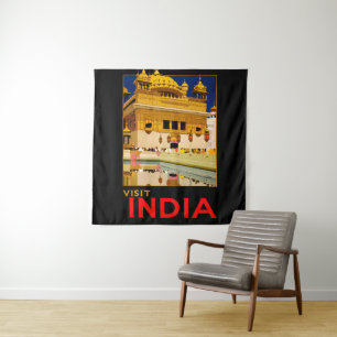 Tapete De Parede Cartaz de viagem da Índia arte vintage indiana